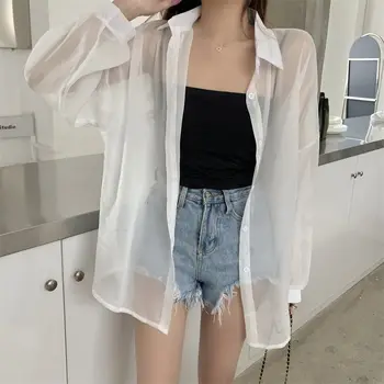 Однотонные Повседневные Свободные Элегантные шифоновые рубашки с вырезом-поло, летняя Корейская модная рубашка, весенняя Винтажная одежда для женщин, Черная блузка