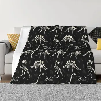 Окаменелости динозавров в черном одеяле, покрывающем кровать, покрывала для девочек