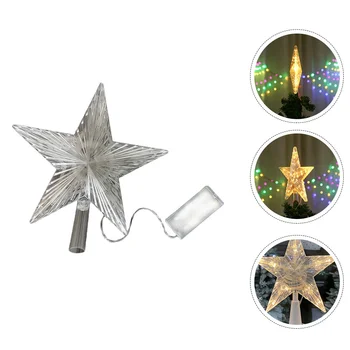 Освещенный Рождественский Елочный Топпер Star Clear Xmas Tree Topper Light 3D Сверкающая Звезда На Верхушке Дерева Рождественское Украшение Теплое на Рождество