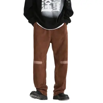 Осенне-зимние Замшевые брюки на завязках, Мужские Прямые брюки с эластичной резинкой на талии, модные спортивные штаны в стиле Харадзюку, мужские Большие размеры