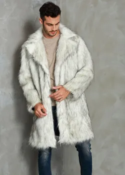 Осенне-зимняя новая мужская шуба из искусственного лисьего меха, длинное пальто с добавлением жира и увеличенное для тепла и повседневная ветровка