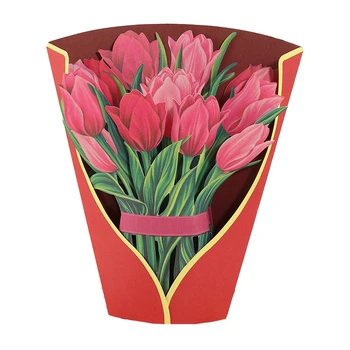 Открытка с цветочным букетом на День матери, 3D Открытки с цветочным букетом, поздравительная открытка с корзиной цветов