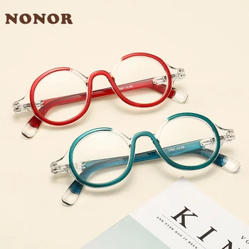Очки для чтения с защитой от синего света NONOR для женщин, мужчин, Очки для пресбиопии в круглой оправе на пружинах, Прозрачные очки от 0 до + 4,0