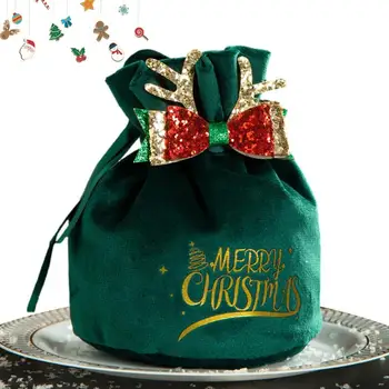 Пакеты для рождественских подарков, рождественские сумки на шнурке Санта Клауса, Многоразовые бархатные подарочные пакеты с завязками для подарочных лакомств, конфет и закусок.