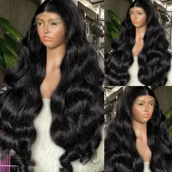 Парики с объемной волной Предварительно выщипанные человеческие волосы 13x6 Парик из человеческих волос на кружеве HD Парики из человеческих волос на кружеве на чернокожих женщинах
