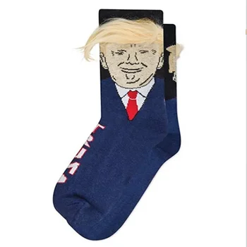 Пародия на выборы 2021 года, Забавные носки президента Дональда Трампа с 3D накладными волосами, носки для экипажа, мужские компрессионные носки, уличная одежда в стиле хип-хоп
