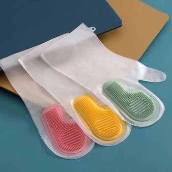 Перчатки для мытья посуды Magic Перчатки для мытья посуды из силиконовой резины для домашнего использования Губка Скруббер Инструменты для уборки кухни