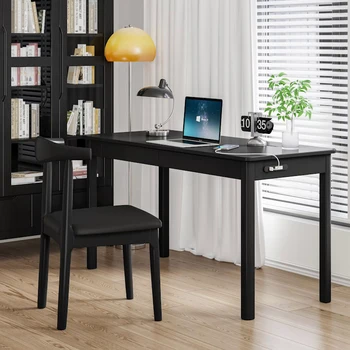 Письменный стол из массива скандинавского дерева, Черный Современный минималистичный Рабочий стол для спальни, Офисный стол для руководителя, Дизайнерская мебель Mesa De Computdor