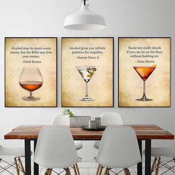 Плакат с цитатами из бара Rat Pack в скандинавском ретро стиле, настенная живопись, картина с виски для интерьера гостиной, домашнего декора