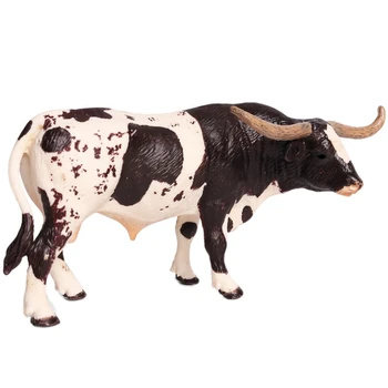Пластиковые фигурки Техасского Длиннорогого быка крупного рогатого скота, статичная симпатичная коллекция моделей, игрушки-модели коров для детей