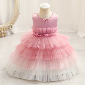 Платья принцессы для девочек, новое платье для торта градиентного цвета, вечеринка по случаю дня рождения, Пышное сетчатое вечернее бальное платье, праздничная одежда