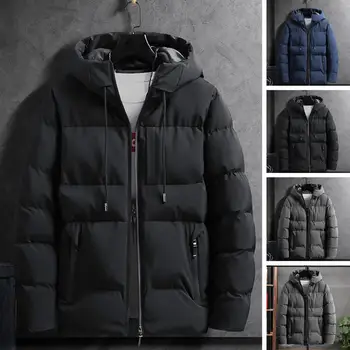 Повседневная куртка, ультратолстое Мужское Зимнее пальто, Ветрозащитная куртка с Капюшоном и Дизайном Кармана на молнии