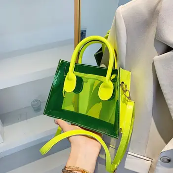 Повседневная сумка-мессенджер карамельного цвета большой емкости, симпатичная водонепроницаемая пляжная сумка, сумка из ПВХ, желейная сумка через плечо, сумка в корейском стиле.