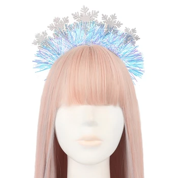 Повязка на голову для карнавальной вечеринки, мишура, обруч для волос в виде снежинок для взрослых подростков