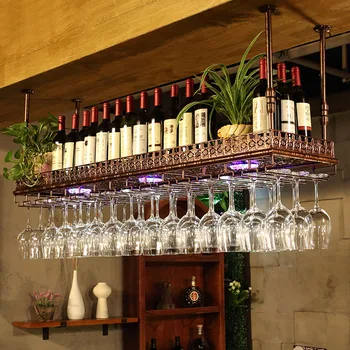 Подвесной винный стеллаж на потолке, перевернутые держатели, Витрина для свадебных бокалов, винный шкаф для ресторана, Передвижная мебель для бутика Kast
