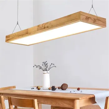 Подвесной светильник Mondern из натурального дерева, квадратный подвесной светильник, дизайнерский офисный потолок, кофейня, гостиная, длинное освещение