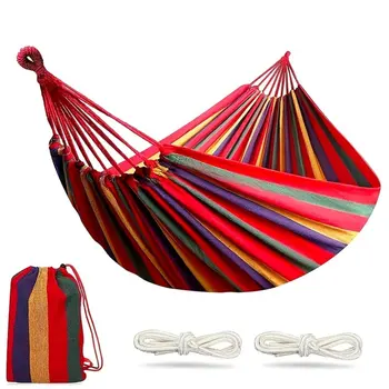 Портативный Гамак для кемпинга на открытом воздухе, качели для 1-2 человек, подвесная кровать, Сверхлегкий туристический спальный гамак, холщовый материал