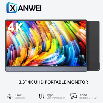 Портативный Монитор XIANWEI 13,3 Дюйма 4K с Подставкой 340Nits Бизнес-Внешний Игровой Дисплей Для Ноутбука Mac Phone Xbox Switch PS4/5