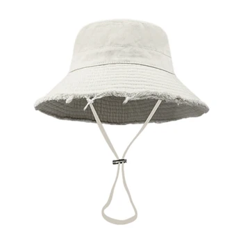 Потертая панама для взрослых, защищающая от ультрафиолета, Широкополая шляпа с регулируемой веревкой для подбородка