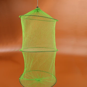 Простая нейлоновая ткань для защиты от мелких рыб, 3 слоя мелкоячеистой тканевой сумки, Сетчатая сумка, Круглая Наружная складная литая сетка