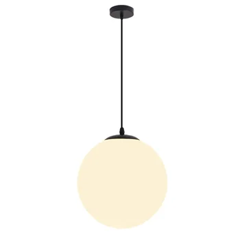Простой дизайн, подвесной светильник с белым стеклянным шаром для столовой, гостиной, спальни, светодиодное освещение Idoor, бесплатная доставка