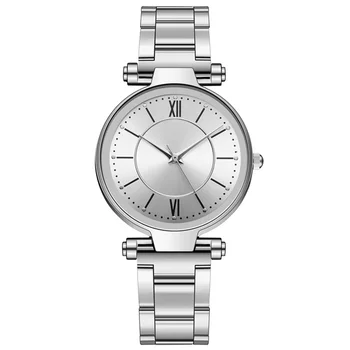 простые женские часы для женщин, повседневные женские часы с серебристым ремешком из нержавеющей стали, женские кварцевые часы, аналоговые наручные часы
