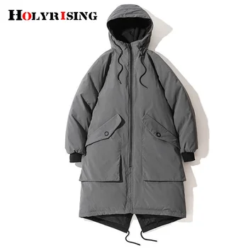 пуховики мужские doudoune homme для отдыха и бизнеса, пальто с капюшоном, карманы, утолщение, ветрозащитное мужское длинное теплое пальто, размер 3xl 19891