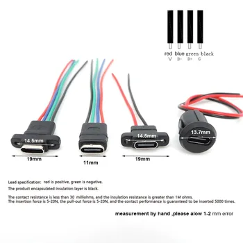 Разъем USB 3.1 Type-C 2Pin 4Pin Сварочная проволока, розетка, Резиновое кольцо, порт для быстрой зарядки с высоким током, Q1
