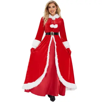 Рождественская Новогодняя вечеринка Роскошный Бархатный Сексуальный костюм Санта-Клауса Выступление в ночном клубе Рождественское платье Миссис Клаус для косплея