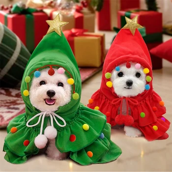 Рождественская одежда для домашних собак, Плащ, Косплей, Костюм Санта-Елки, Счастливый Фестиваль, Накидка для домашних животных, Шаль, Одежда для щенков, Пальто, зоотовары