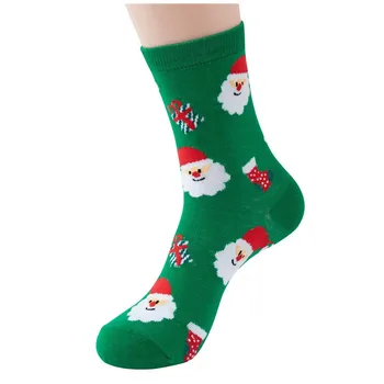 Рождественские носки с героями мультфильмов серии Fashion Comfort Из чистого хлопка Хлопчатобумажные носки с красным, зеленым, черным рисунком Для женщин