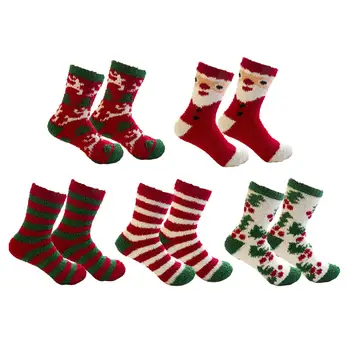 Рождественские пушистые носки для женщин и девочек, удобные теплые милые носки для сна для вечеринки, домашнего ношения на полу, праздничной кровати