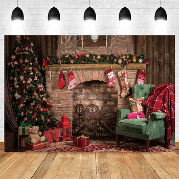 Рождественские фоны для фотосъемки, камин, диван, винтажный фон, фотостудия, детский портрет, виниловый фотосалон, фотозона
