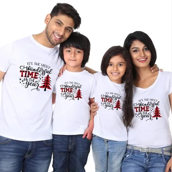 Рождество - самое чудесное время года Svg, футболка в клетку из буффало, Рождественская футболка для мамы и папы в семейном стиле