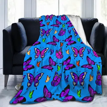 Розово-фиолетовая бабочка, мягкое теплое одеяло, Легкое фланелевое флисовое одеяло для кровати, подарок для ребенка, маленьких взрослых или домашних животных