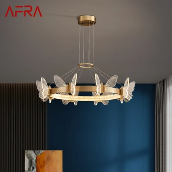Роскошная светодиодная люстра AFRA Copper Butterfly с 3 цветами, специально креативный декоративный светильник для гостиной-столовой