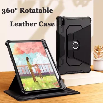 Роскошный Кожаный Чехол с Вращением на 360 ° для Samsung Galaxy Tab A8 10,5 дюймов 2021 года, Противоударная Броня, Кожаный Чехол-Подставка для Фолио