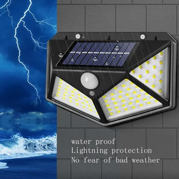 Светодиодные лампы с солнечным датчиком движения, наружное широкоугольное освещение, водонепроницаемая беспроводная система безопасности IP67, прожекторы на солнечных батареях снаружи