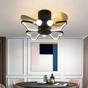 Светодиодный потолочный вентилятор Nordic Butterfly гостиная вентилятор с двигателем постоянного тока Лампа Nordic Спальня потолочный вентилятор лампа гостиная с большим освещением