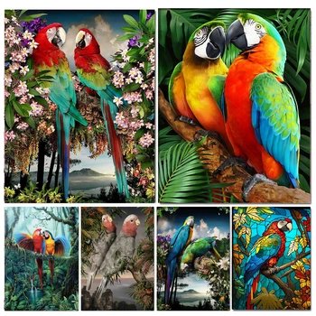 Сделай сам 5D Алмазная живопись, Красочный Австралийский Попугай, Птица, цветок, Полная Алмазная мозаика, Фантазийный дом, вышивка, ремесла G105