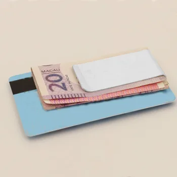Серебристый металлический зажим для денег с подарочной коробкой, минималистичный кошелек с передним карманом, простой в использовании зажим для кредитной карты из нержавеющей стали