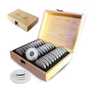 Сетка для сбора памятных монет Деревянный ящик для хранения монет Коллекционный ящик 2025303540 мм Универсальная коробка С прекрасной защитой