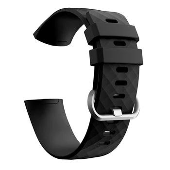 Силиконовый браслет Fitbit Charge 3/4 черный /серебристый (L)