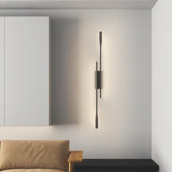Скандинавский минималистичный современный ленточный светильник, светодиодный настенный светильник, Простая гостиная, ТВ-фон, настенные светильники, Прикроватный светильник для спальни.