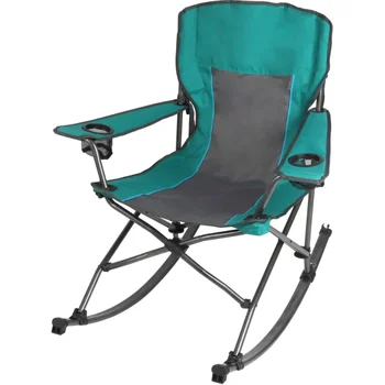 Складное комфортное походное кресло-качалка, зеленое, вместимость 300 фунтов, Уличная мебель для взрослых