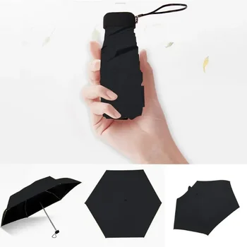 Складной Плоский зонтик, Переносной зонт от солнца, легкий Дорожный Мини-женский Складной с 5 карманами