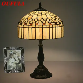 Современная креативная стеклянная настольная лампа OUFULA LED Modern Tiffany Настольный светильник Декор для фойе гостиной прикроватной тумбочки в спальне