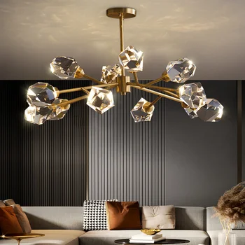 Современная светодиодная люстра в роскошном стиле для гостиной спальни Столовой Кухни Потолочный светильник Gold Copper Crystal G9 Подвесной светильник