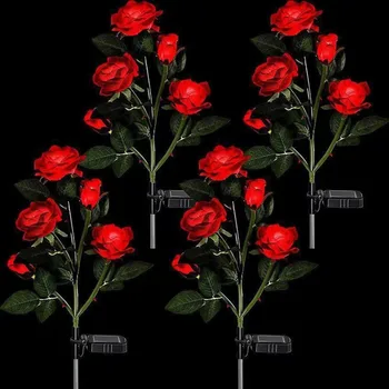 Солнечная роза цветочная лампа наружная ландшафтная лампа украшение сада трехглавая пятиглавая роза имитация садовой лампы