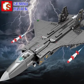 Строительные блоки SEMBO FC-31 Fighter, очень сложная в сборке и подключаемая игрушка, подарок мальчику на день рождения, военная фигурка